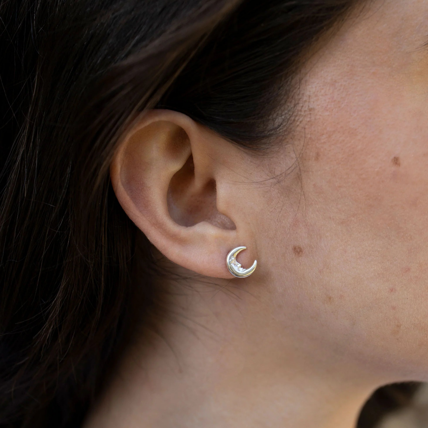 Smiling Moon Stud Earrings | Unique Mexican Jewelry