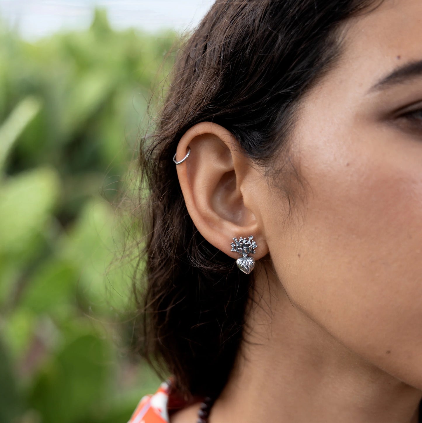 Nopal Heart Stud Earrings for Boys