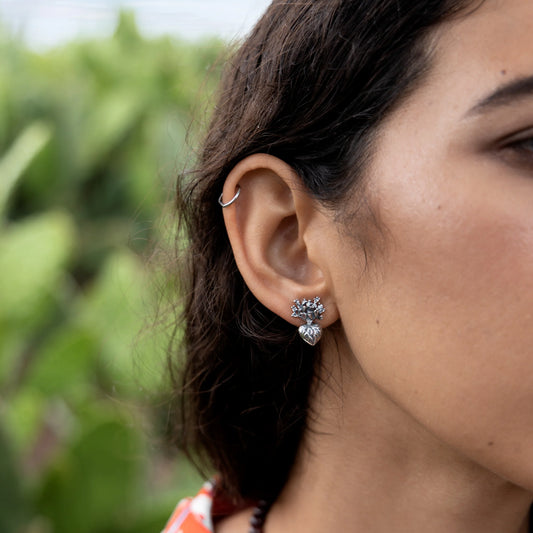 Nopal Heart Stud Earrings for Boys