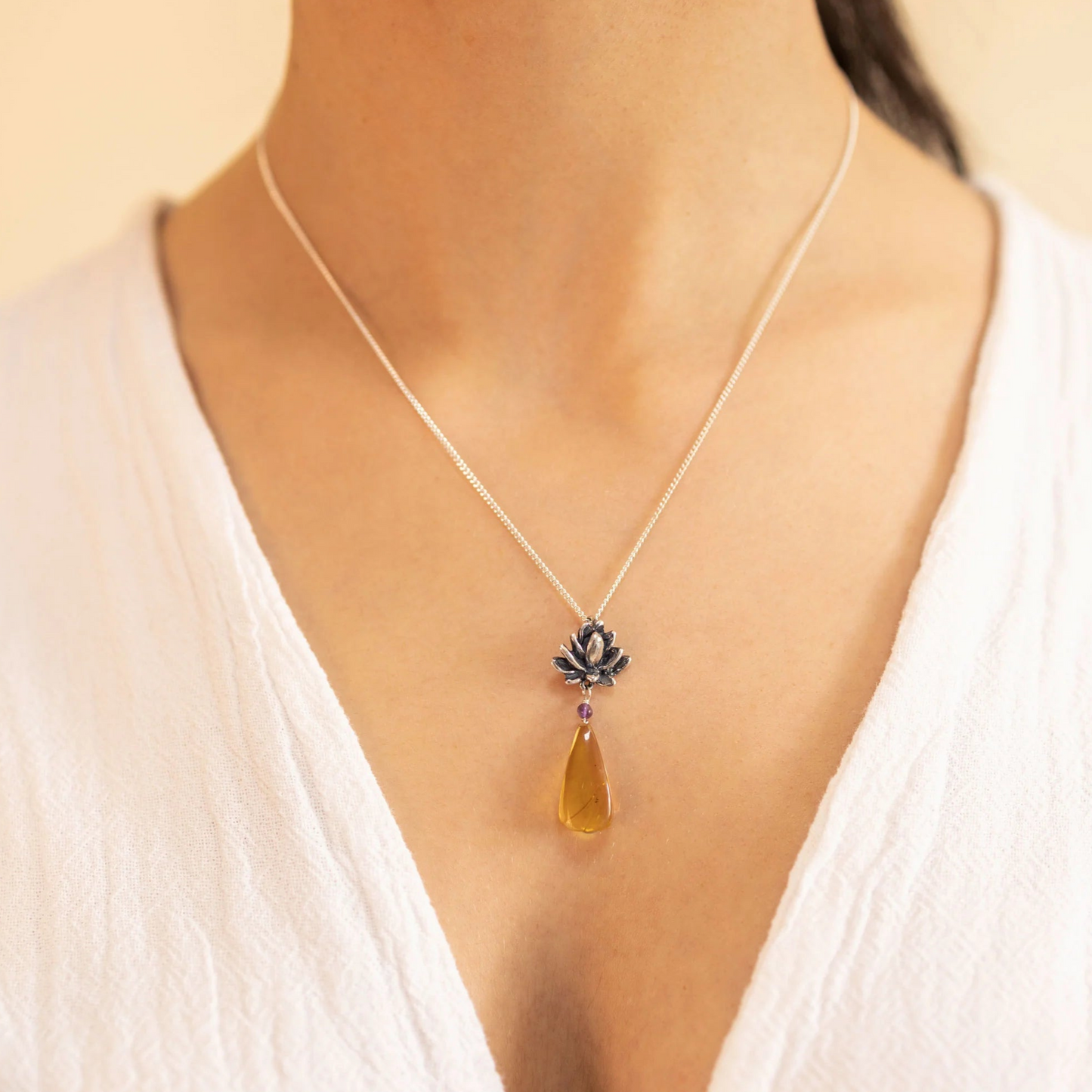 Lotus in the Yellow Pond Pendant for Women | Natural and Mexican Beauty