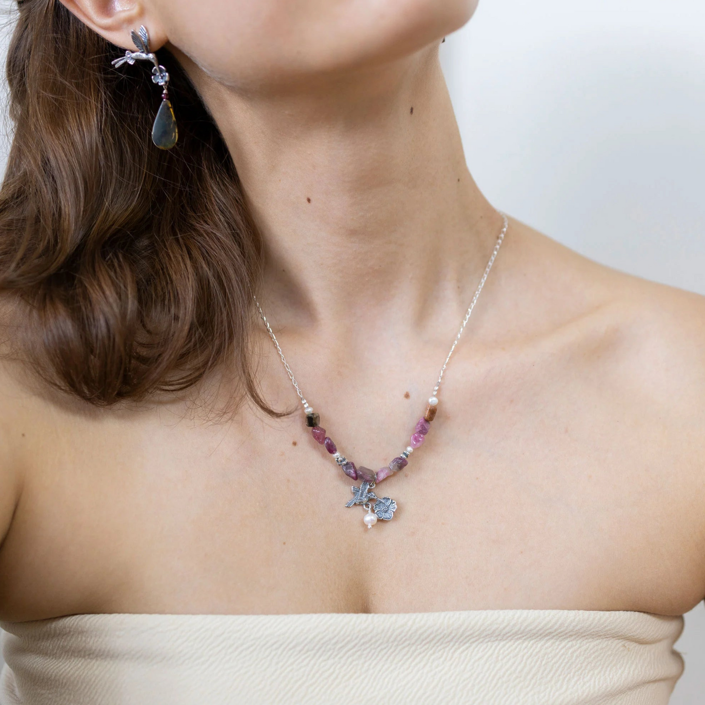 Hummingbird and Flower Choker | Unique and Colorful Jewelry