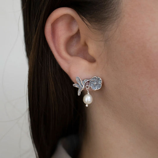 Hummingbird and Flower Earrings | Handcrafted Elegance Inspired by Nature