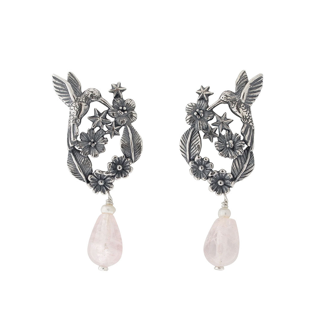 Aretes Clásicos de Colibrí con Flores y Estrellas | Belleza Artesanal