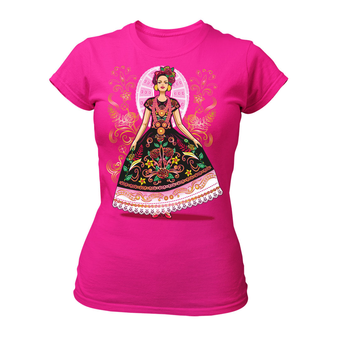 Flor Istmeña Playera para Dama Estilo Mexicano y Elegante