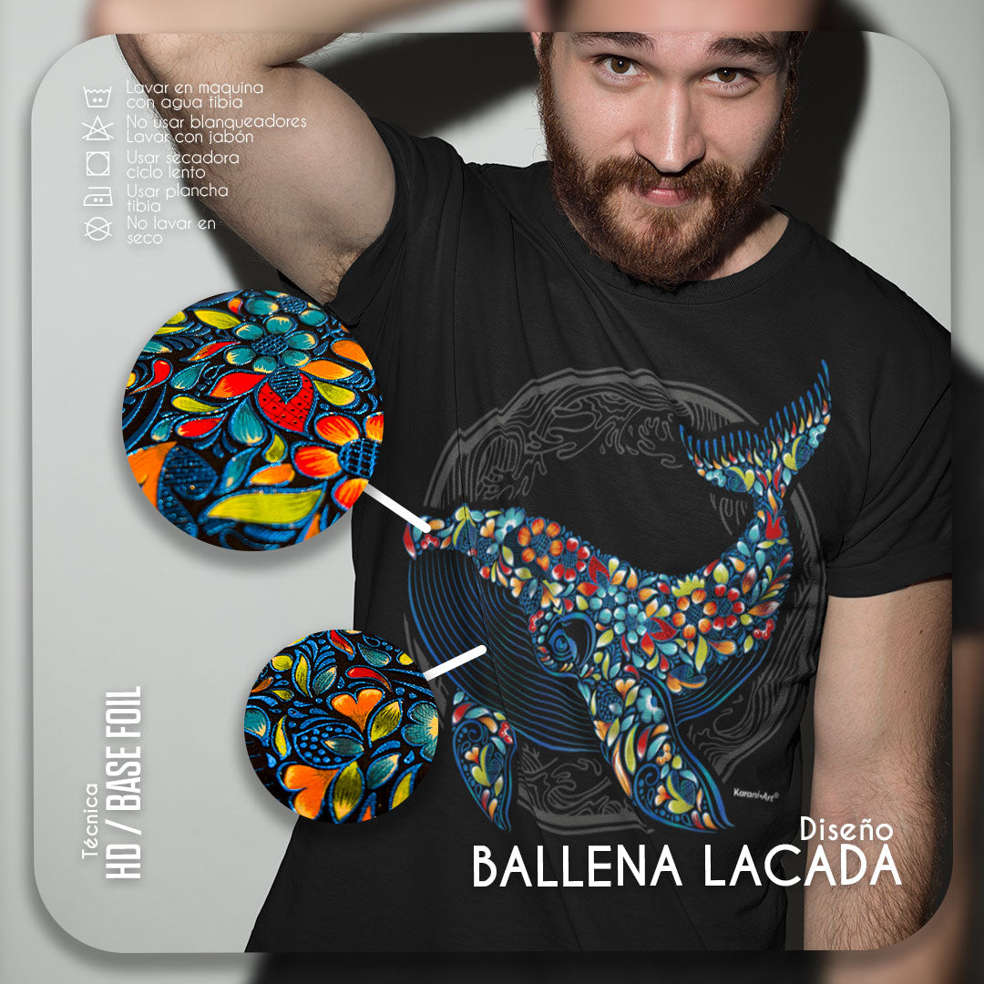 Men's Lacquered Whale T-Shirt | Mexican Art and Unique Style