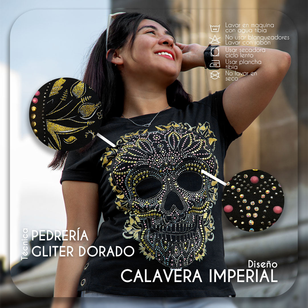 Calavera Imperial Playera para Mujer | Estilo Mexicano y Elegante