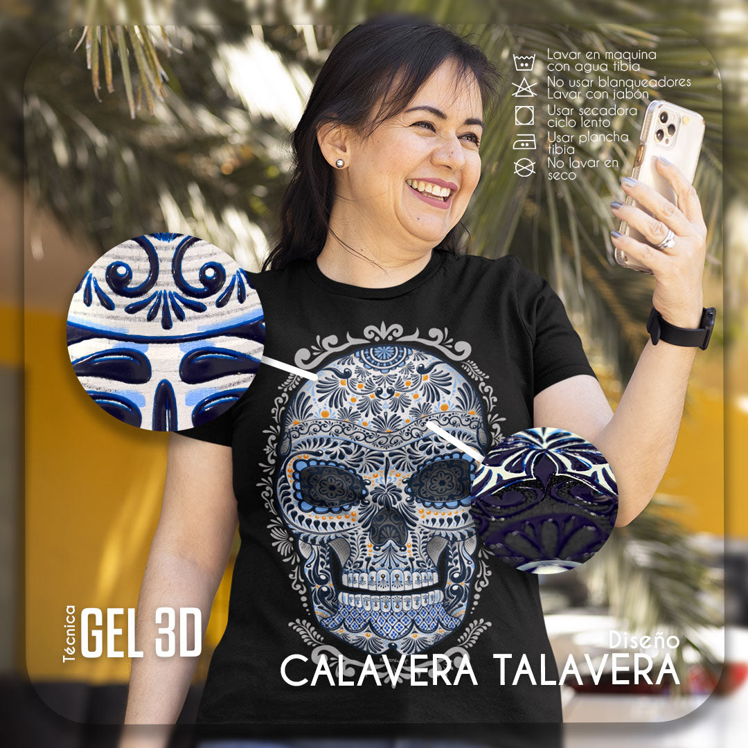 Talavera Skull T-Shirt for Women | Colorful Mexican Style