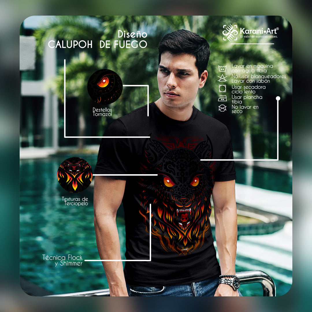 Calupoh de Fuego Playera para Hombre | Estilo Mexicano y Audaz