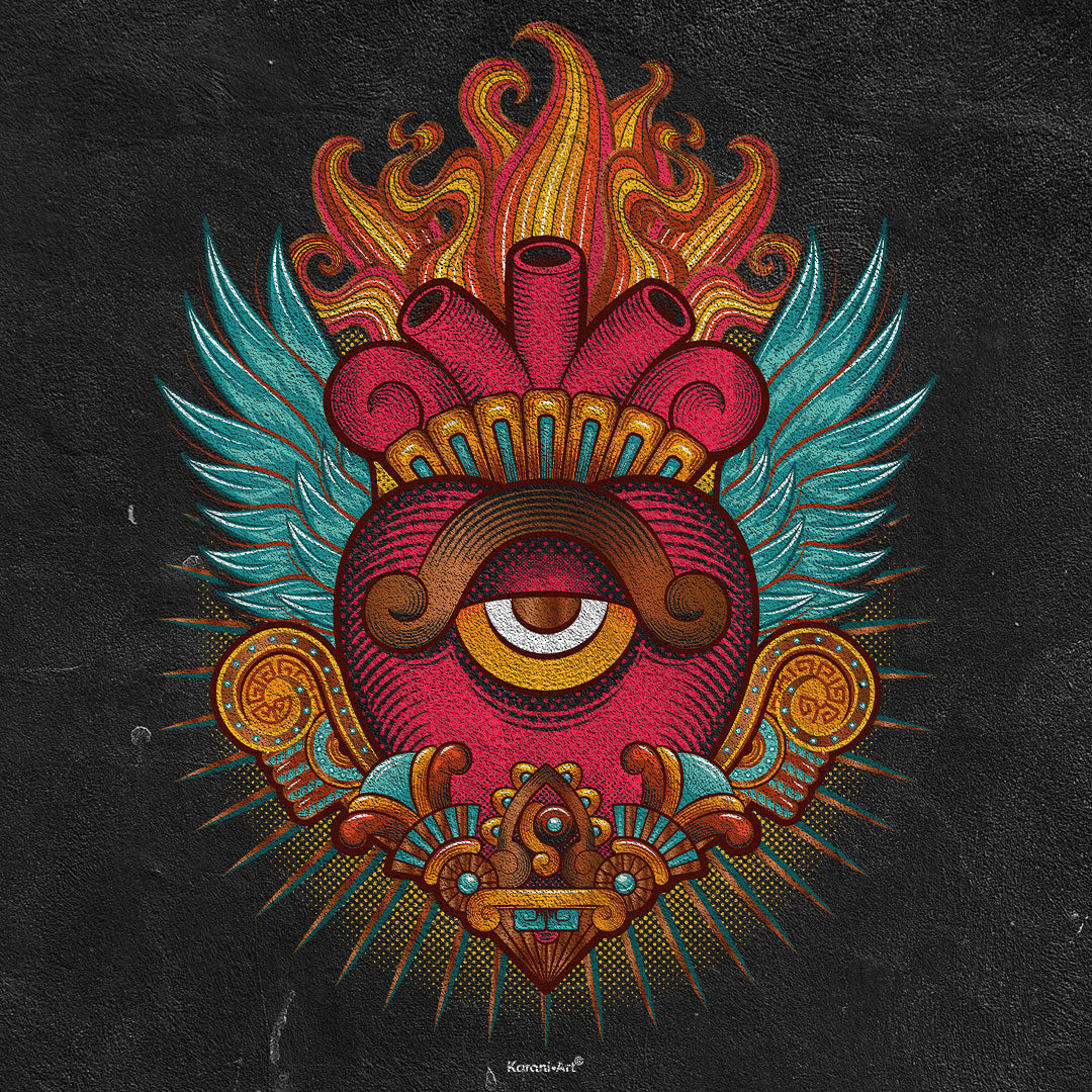 Playera Corazón en Llamas Dama – Pasión y Cultura Mexicana | Karani Art