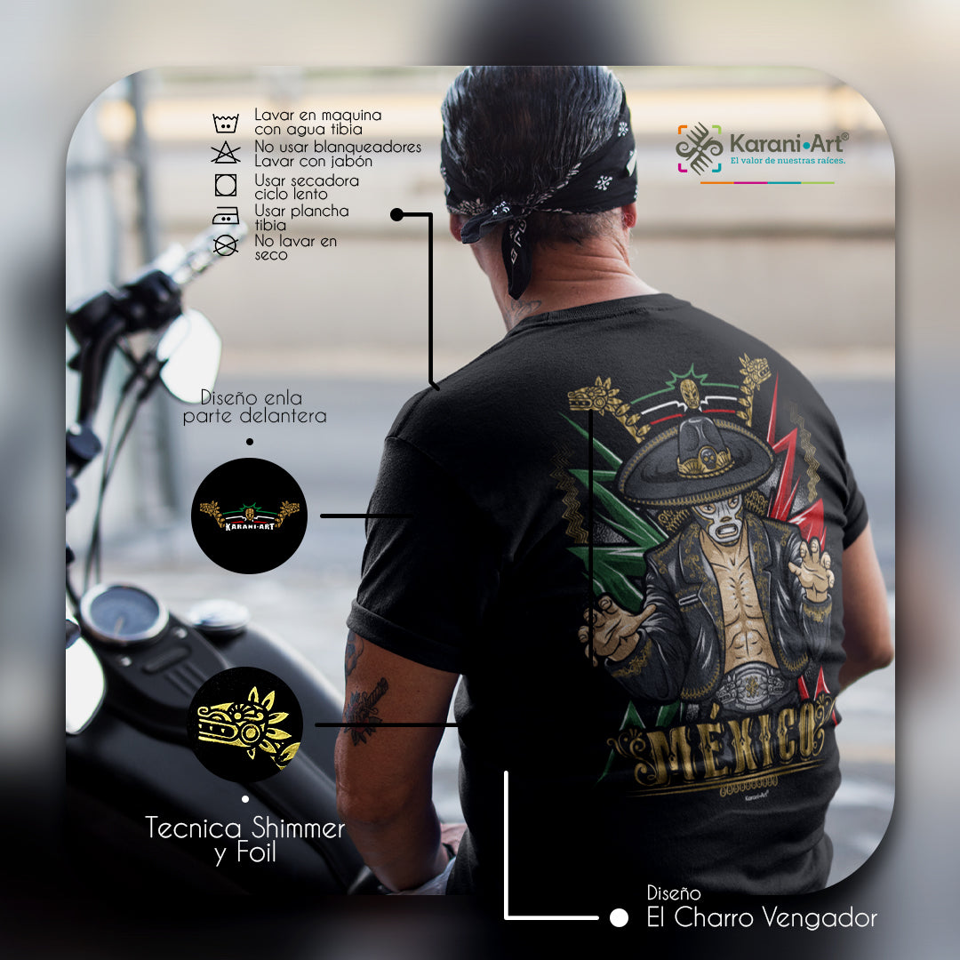 Charro Vengador Playera para Hombre | Estilo Mexicano y Audaz