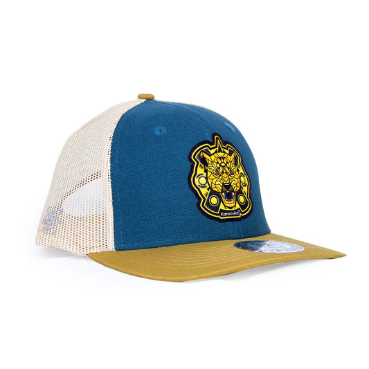 Gorra Furia Dorada Plana | Estilo Único con Red Azul y Dorado