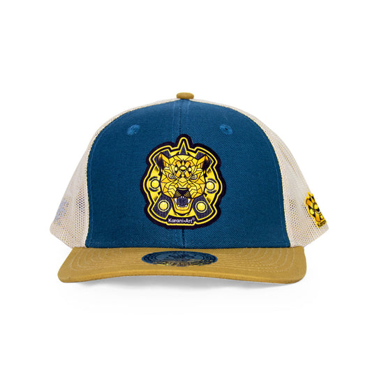 Gorra Furia Dorada Plana | Estilo Único con Red Azul y Dorado