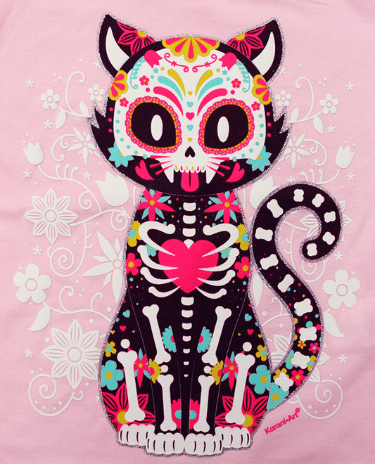 playera-niña-Gato-Calavera-karani-art-f2