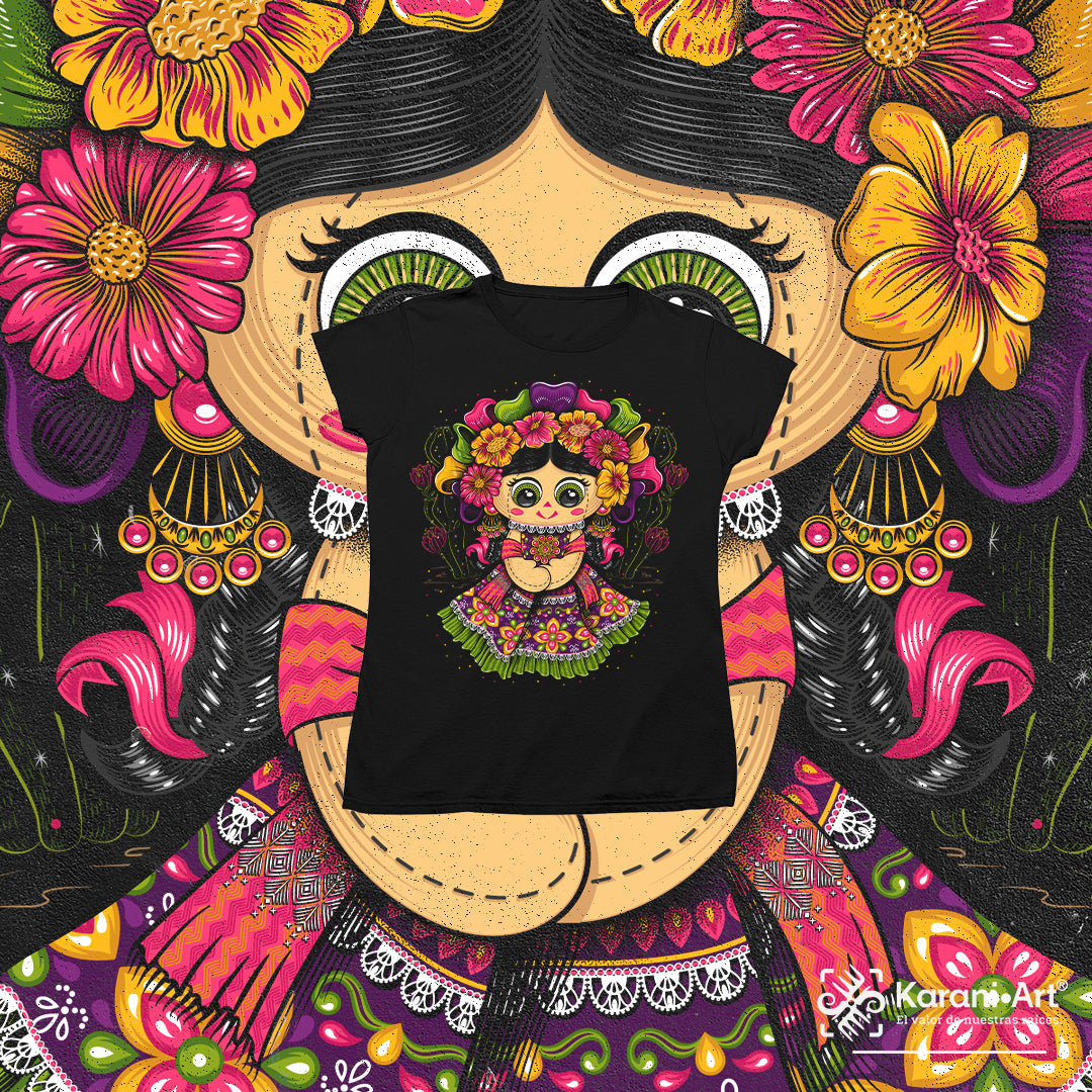 Muñequita Talavera Playera para Dama | Elegancia y Tradición Mexicana