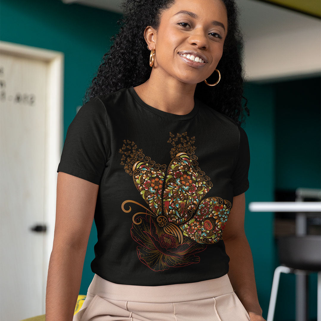 Monarca Lacada Playera para Dama | Elegancia y Tradición Mexicana