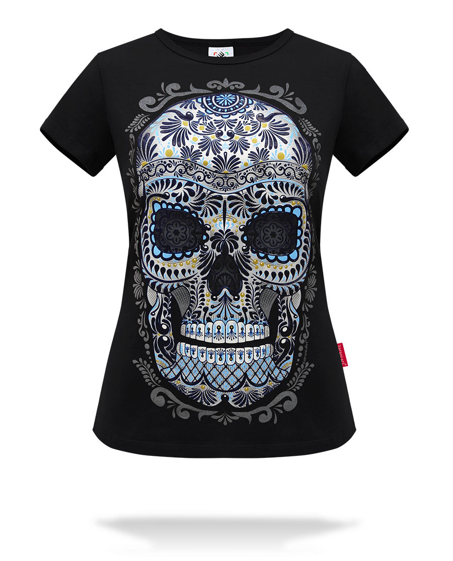 Estampado Camisa De Calaveras Mujer Calavera Talavera Playera Para
