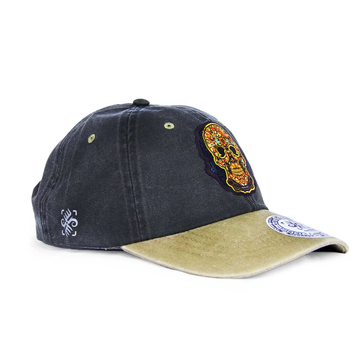 Gorra La Calavera Deslavada Negro y Beige