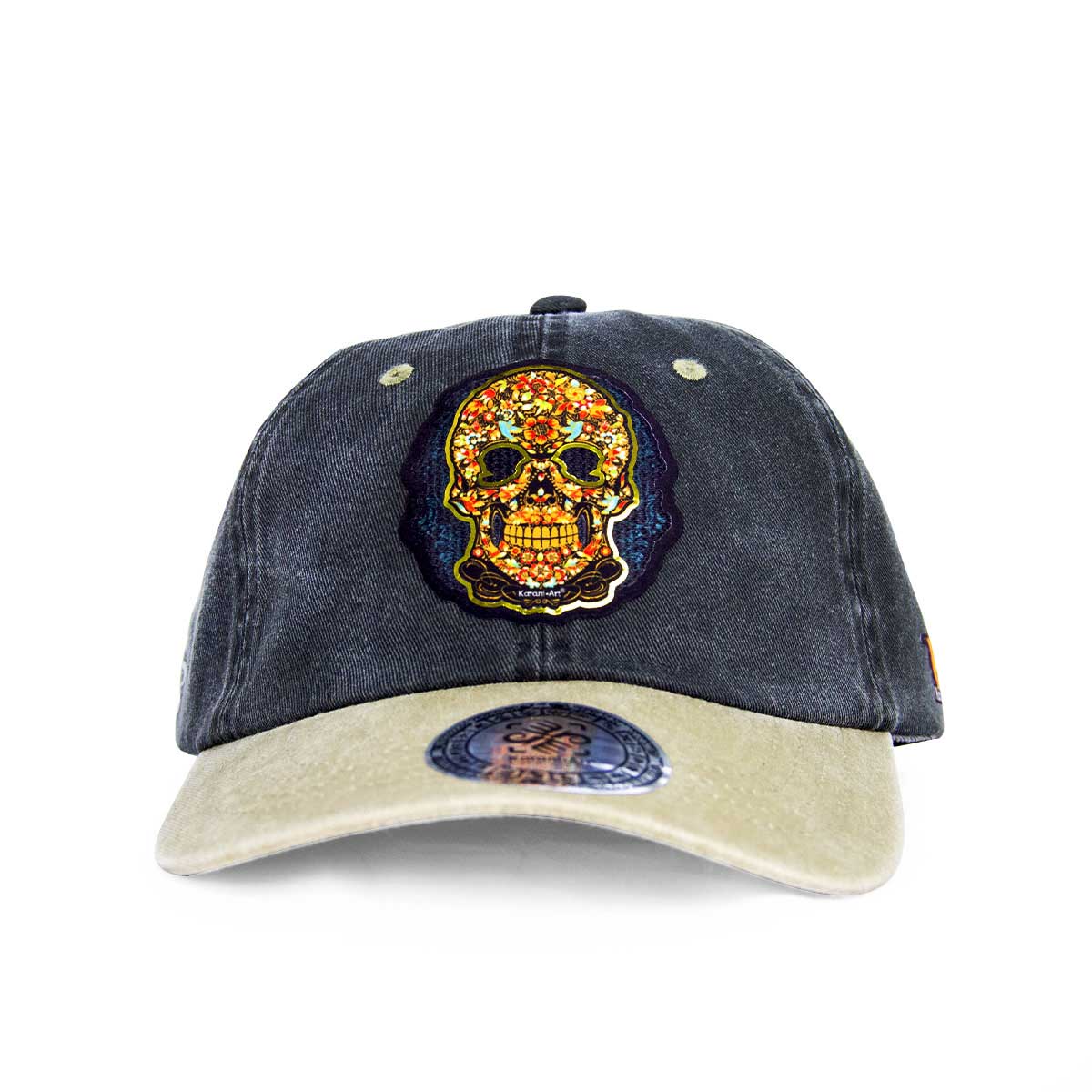 Gorra La Calavera Deslavada Negro y Beige