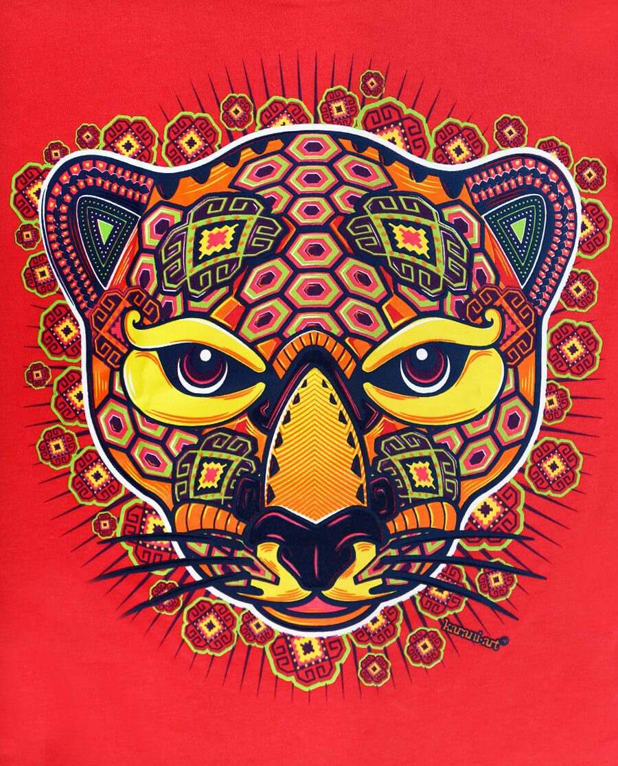 playera-Jaguar-en-Huichol-rojo-f2