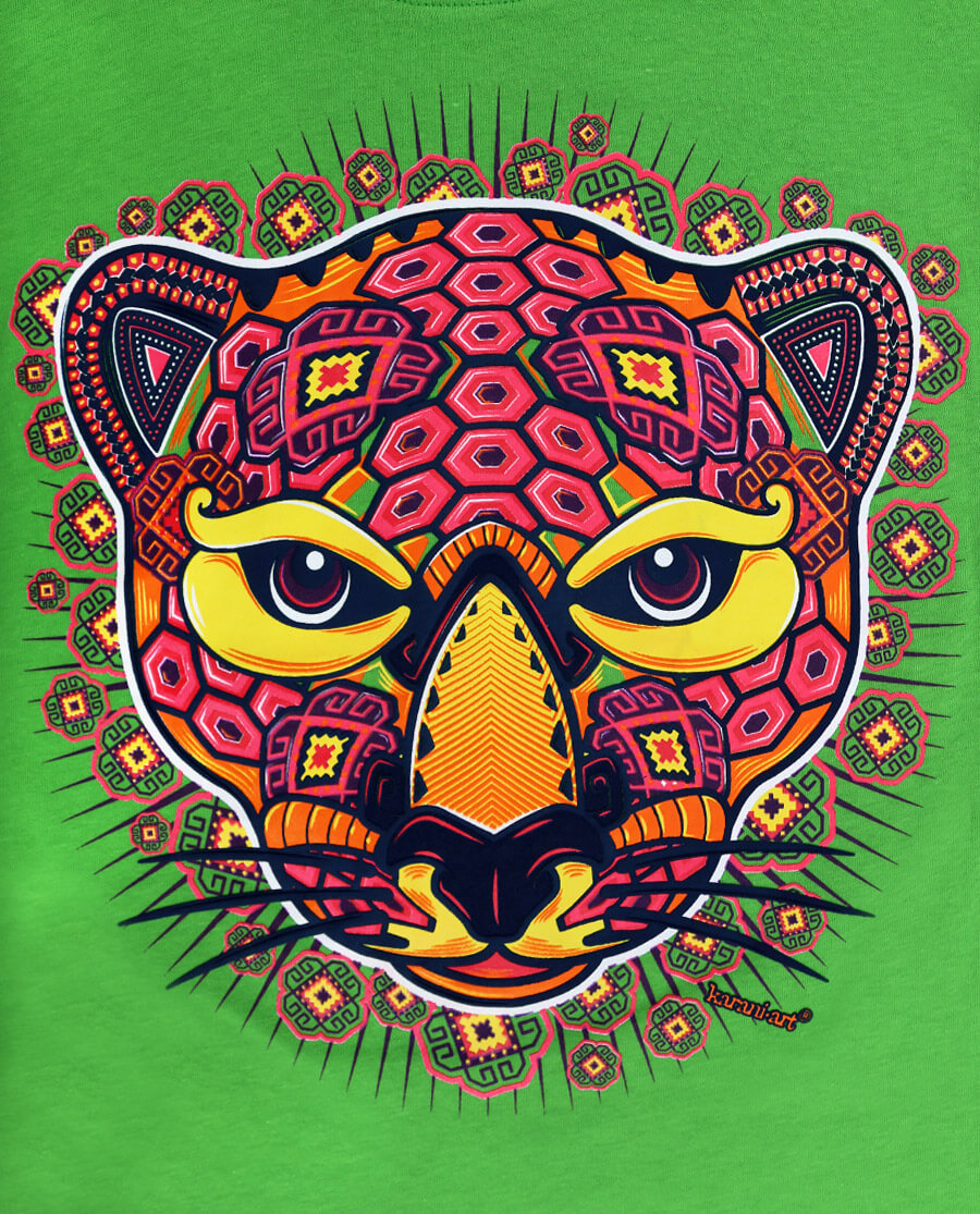 playera-Jaguar-en-Huichol-verde-f2