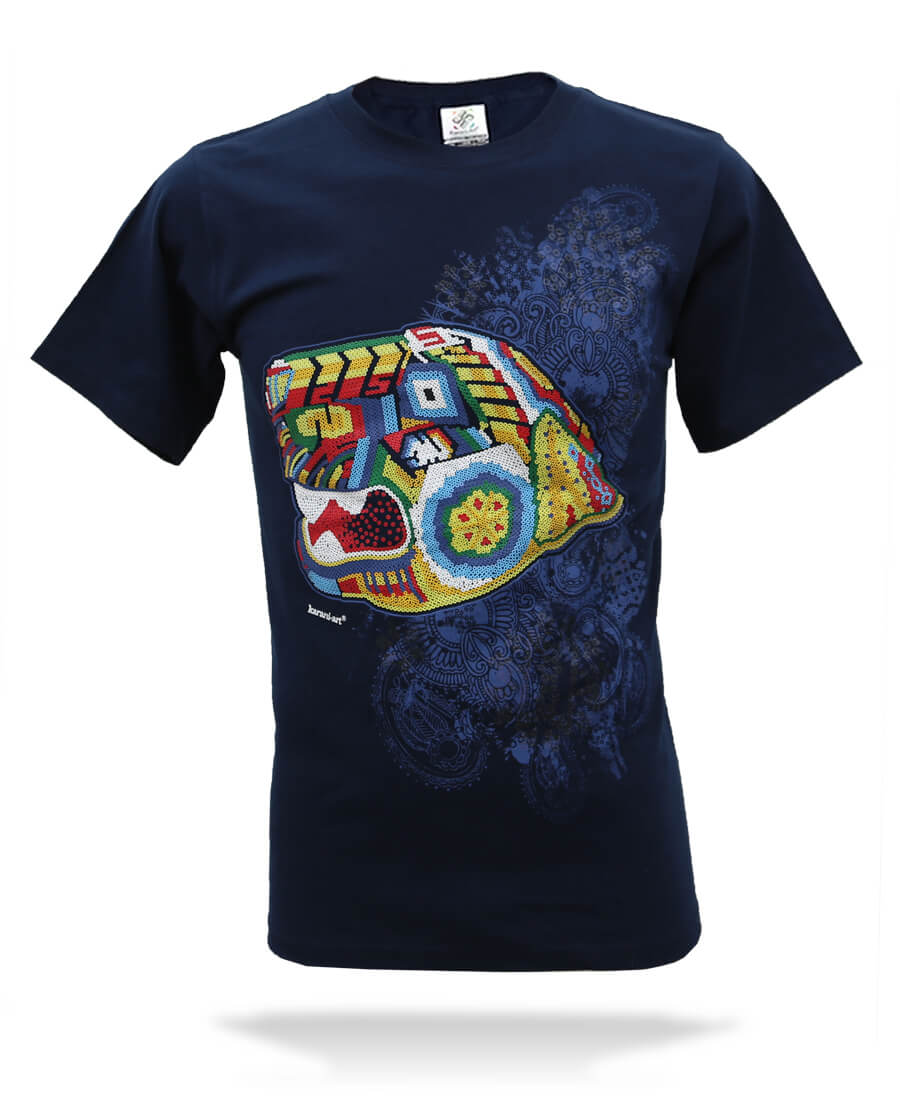 Playera-jaguar-huichol-marino