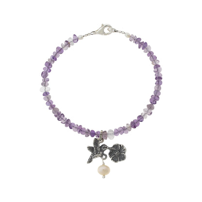 Pulsera colibrí con flor