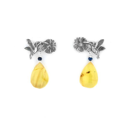 Aretes Colibrí con Flor | Joyería Artesanal Elegante para Mujer