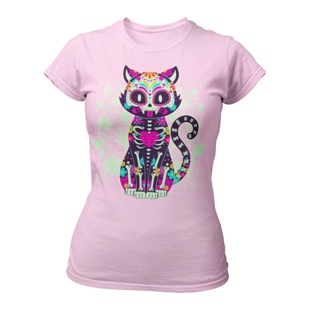 Gato Calavera Playera para Niña | Estilo y Tradición Mexicana