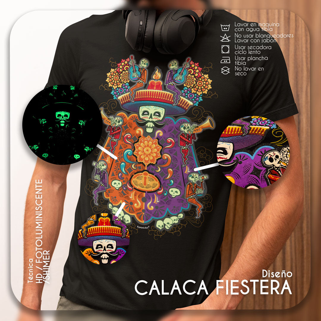 Calaca Fiestera playera para Hombre