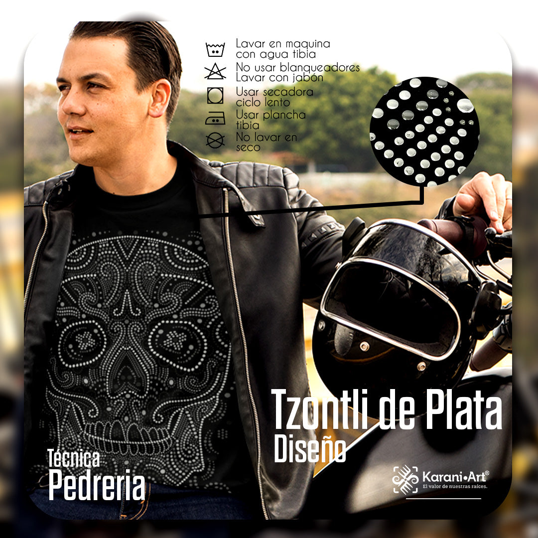 Tzontli de Plata Playera para Hombre | Diseño Mexicano y Exclusivo